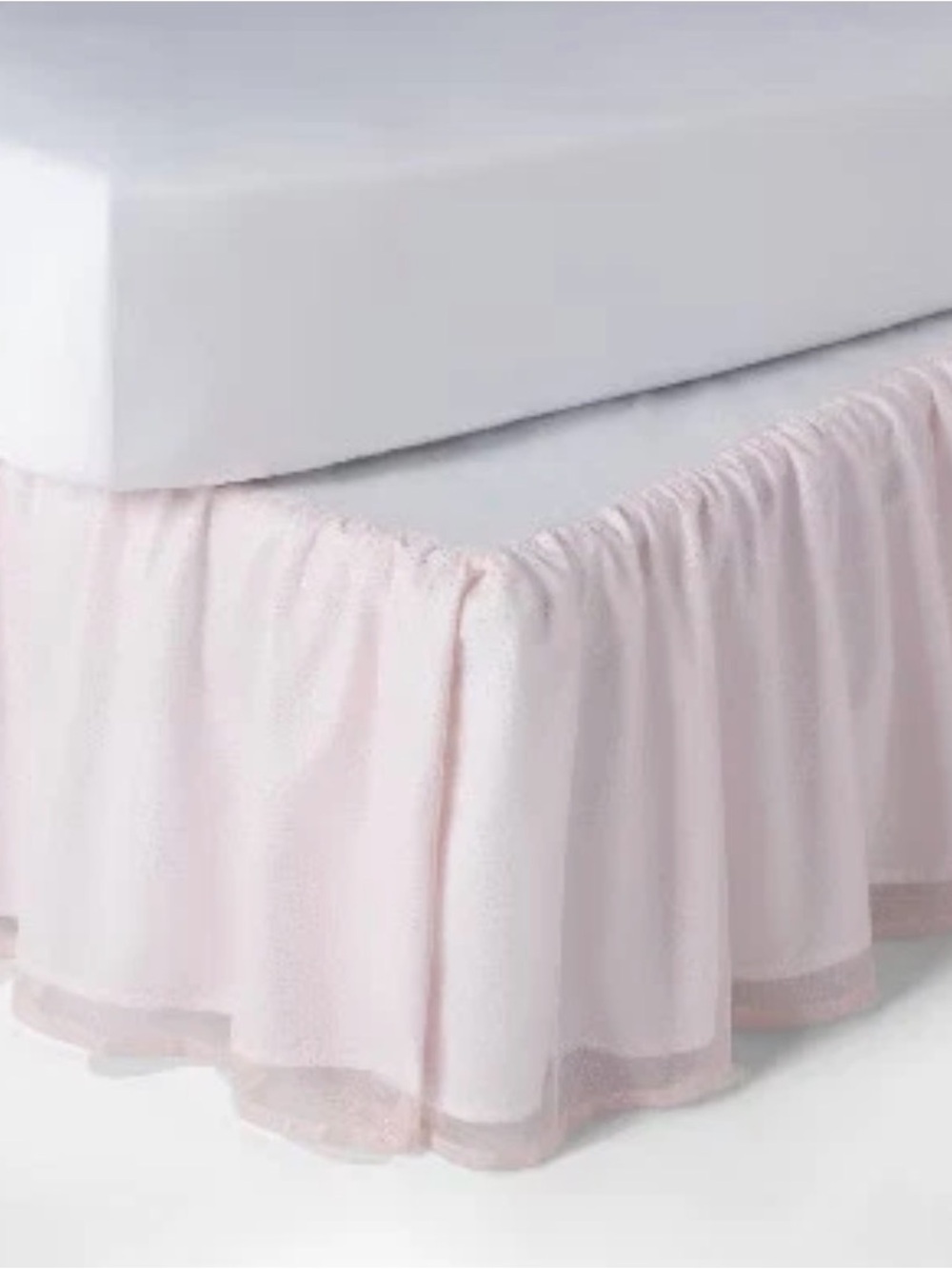 Whimsical Pale Pink Glitter Bed Skirt SZ Queen
